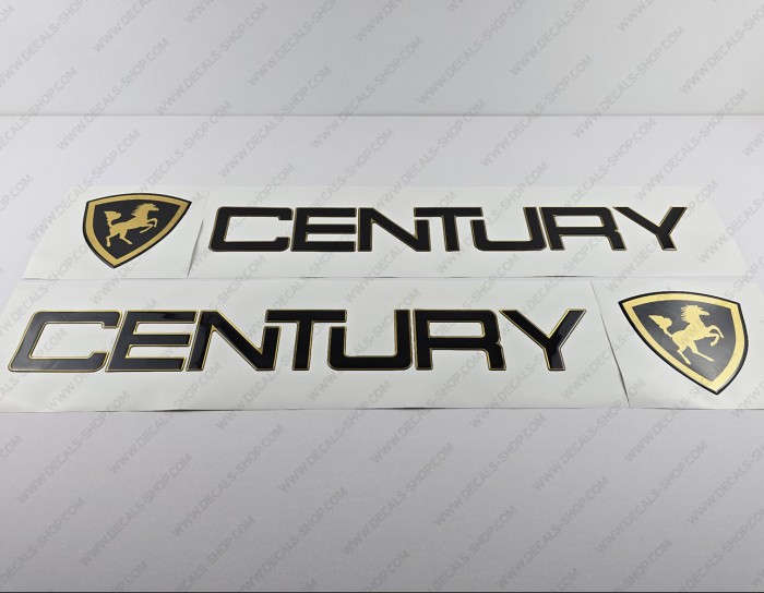 Century Boat Logo Gold/Black Raised Domed 3D Decals 32.7" x 5.5" 2pcs.
